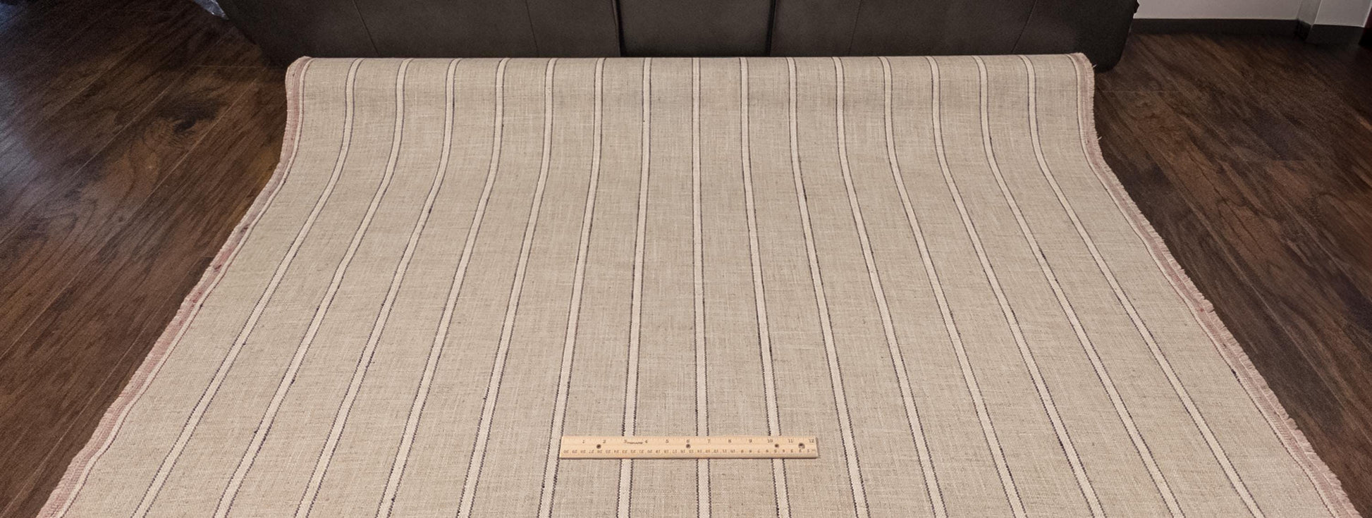 Kravet Beige with Black Stripe Vintage Style Fabric.