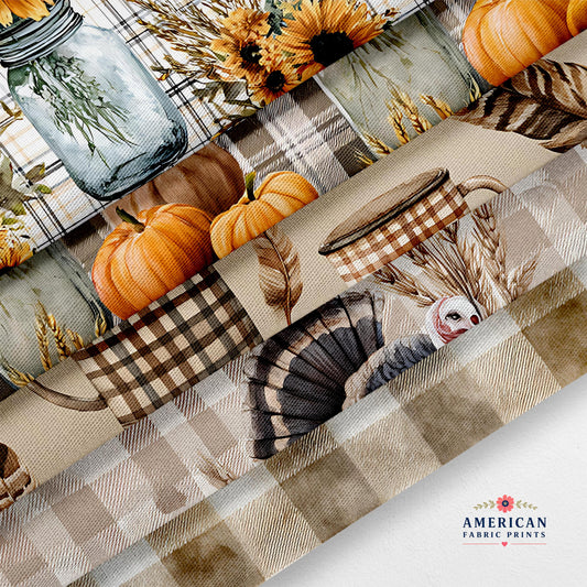 Plaid Thanksgiving Fabric Bundle Set - Shop now at American Fabric Prints