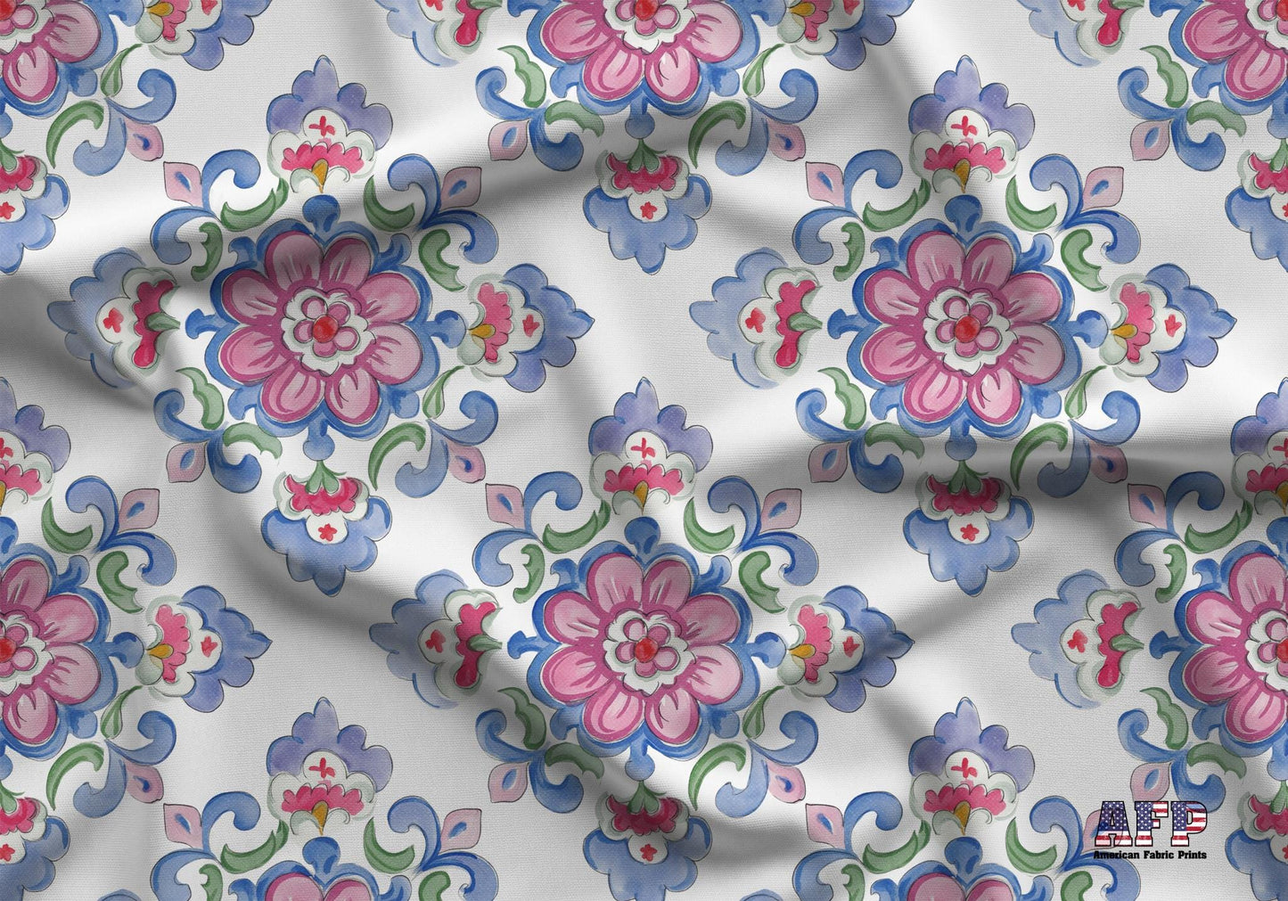 Pink and Purple Watercolor Tile Fabric - Shop now at American Fabric Prints