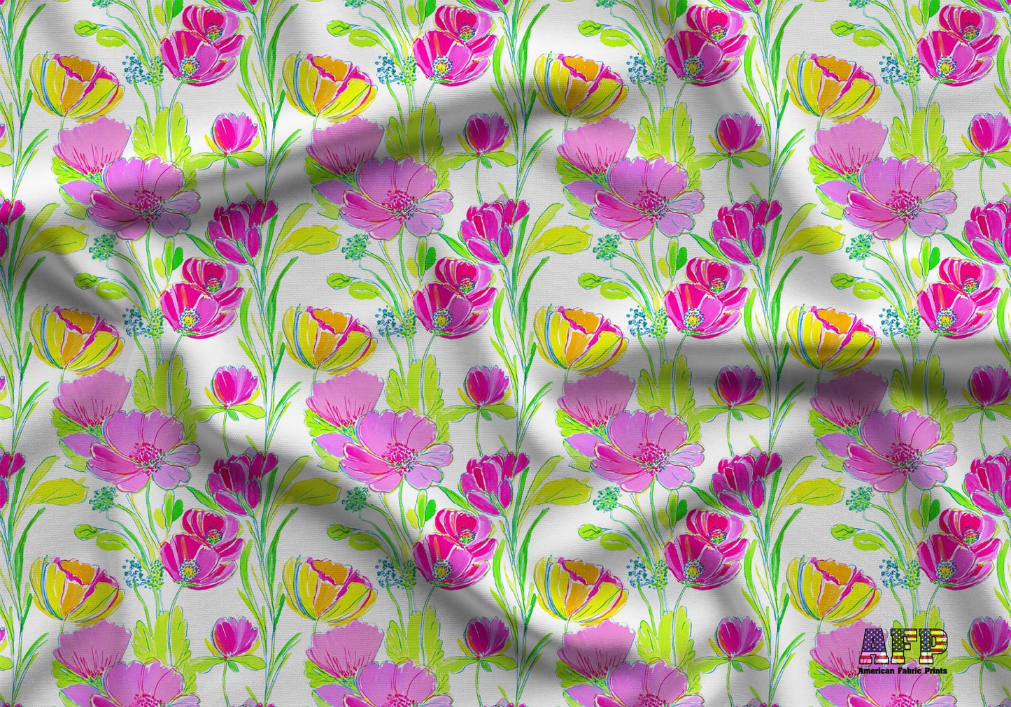 Bright Flowers Fabric - Shop now at American Fabric Prints