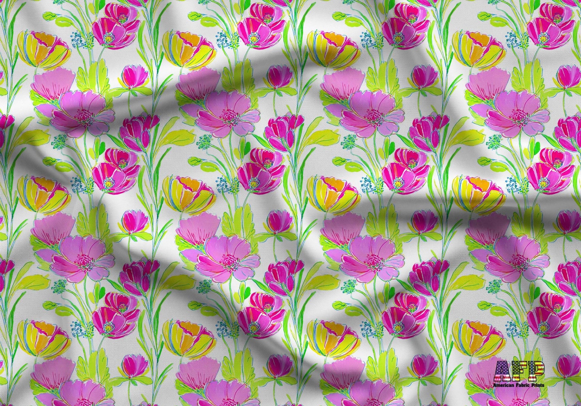 Bright Flowers Fabric - Shop now at American Fabric Prints