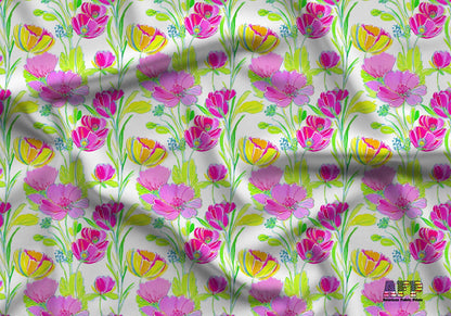 Bright Flowers Fabric - Shop now at American Fabric Prints