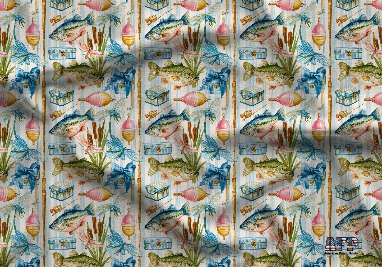 Preppy Fishing Fabric - Shop now at American Fabric Prints