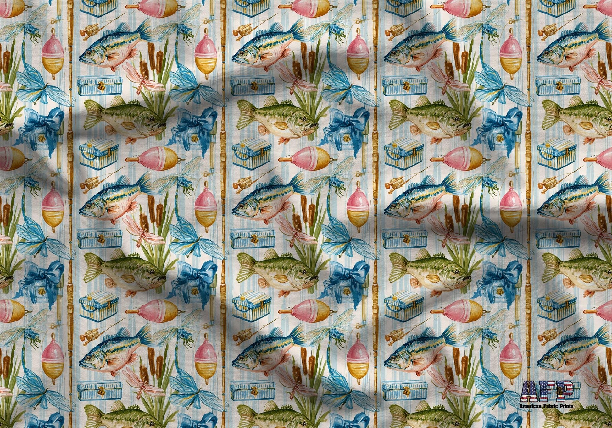 Preppy Fishing Fabric - Shop now at American Fabric Prints