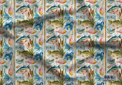 Preppy Fishing Fabric - Shop now at American Fabric Prints