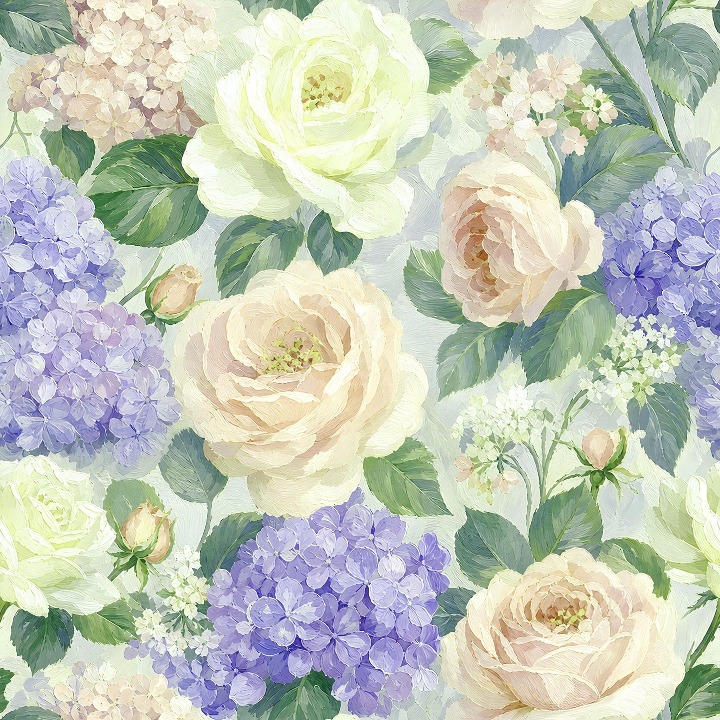 Cream Rose Hydrangea Fabric - Shop now at American Fabric Prints