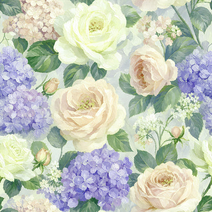 Cream Rose Hydrangea Fabric - Shop now at American Fabric Prints