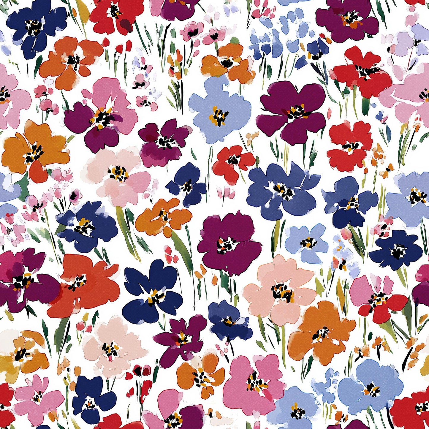 Colorful Pansy Field Fabric - Shop now at American Fabric Prints