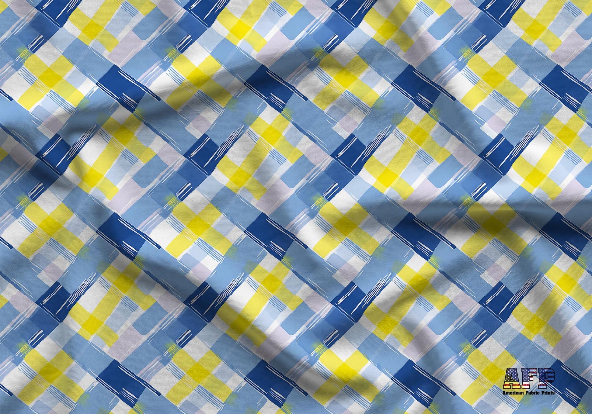 Pastel Lemon Plaid Fabric - Shop now at American Fabric Prints