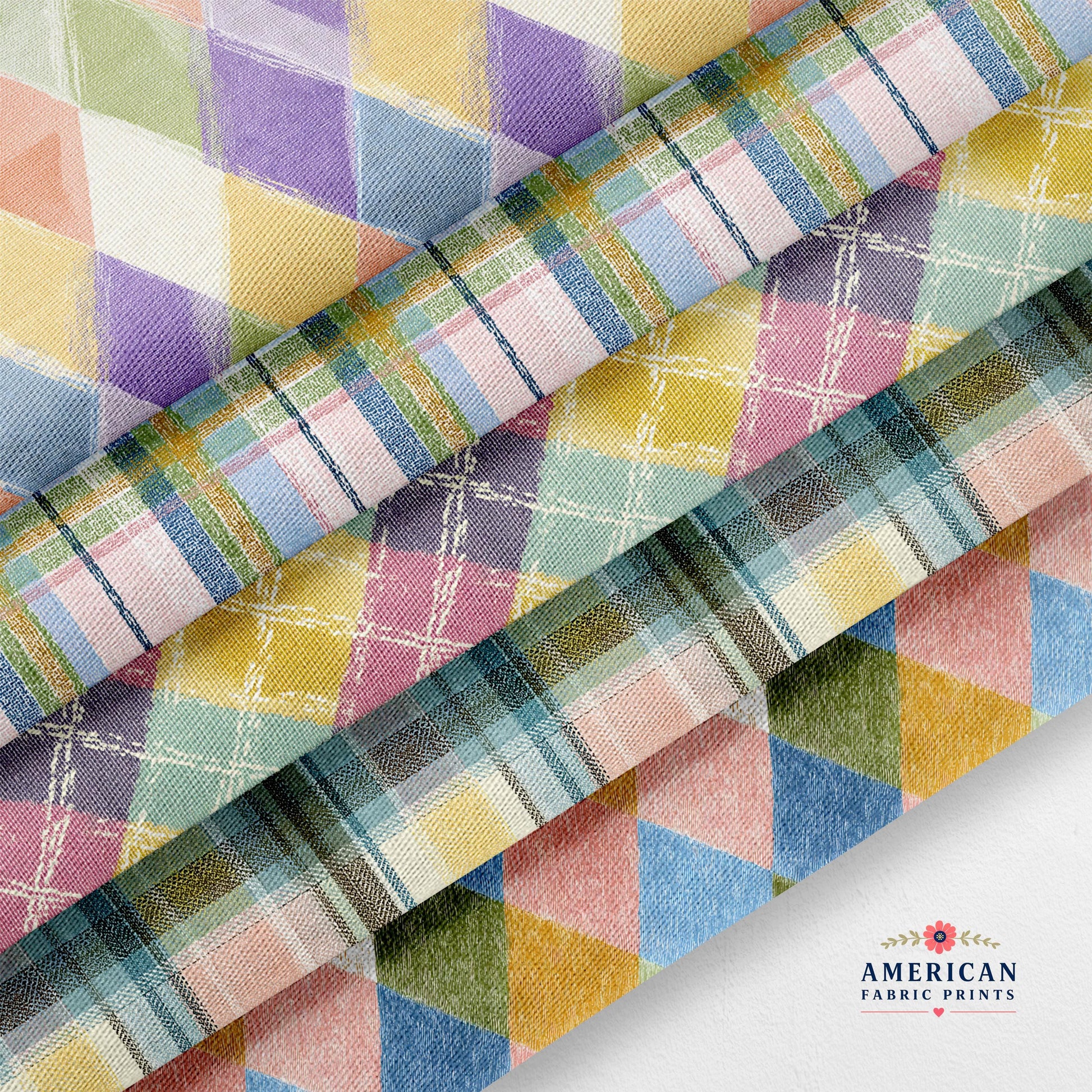 Pastel Tartan and Plaid Fabric Bundle Set - Shop now at American Fabric Prints