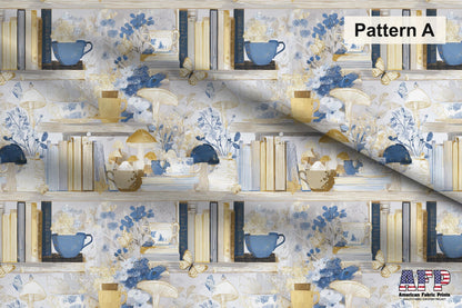 Blue+Cream Book Shelves Fabric Bundle Set - Shop now at American Fabric Prints