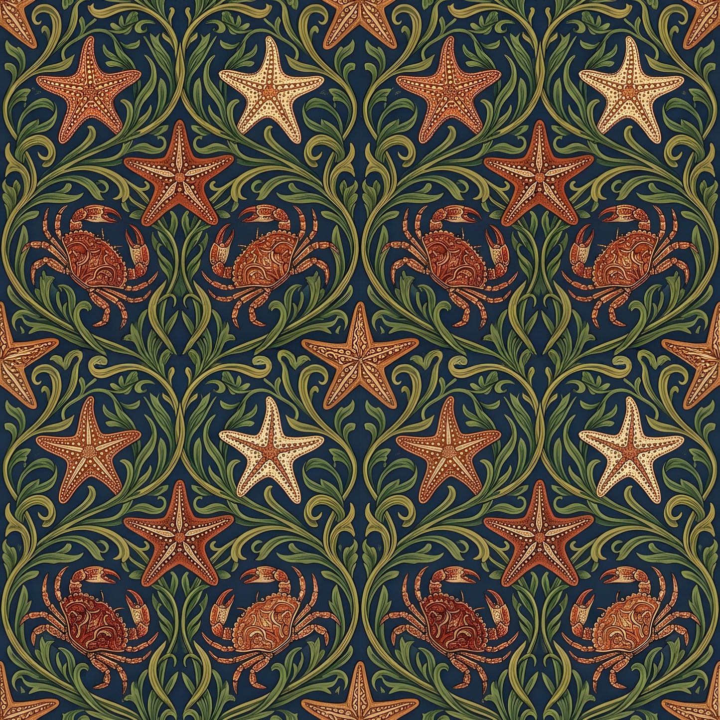 Crabs and Starfish Fabric - Shop now at American Fabric Prints