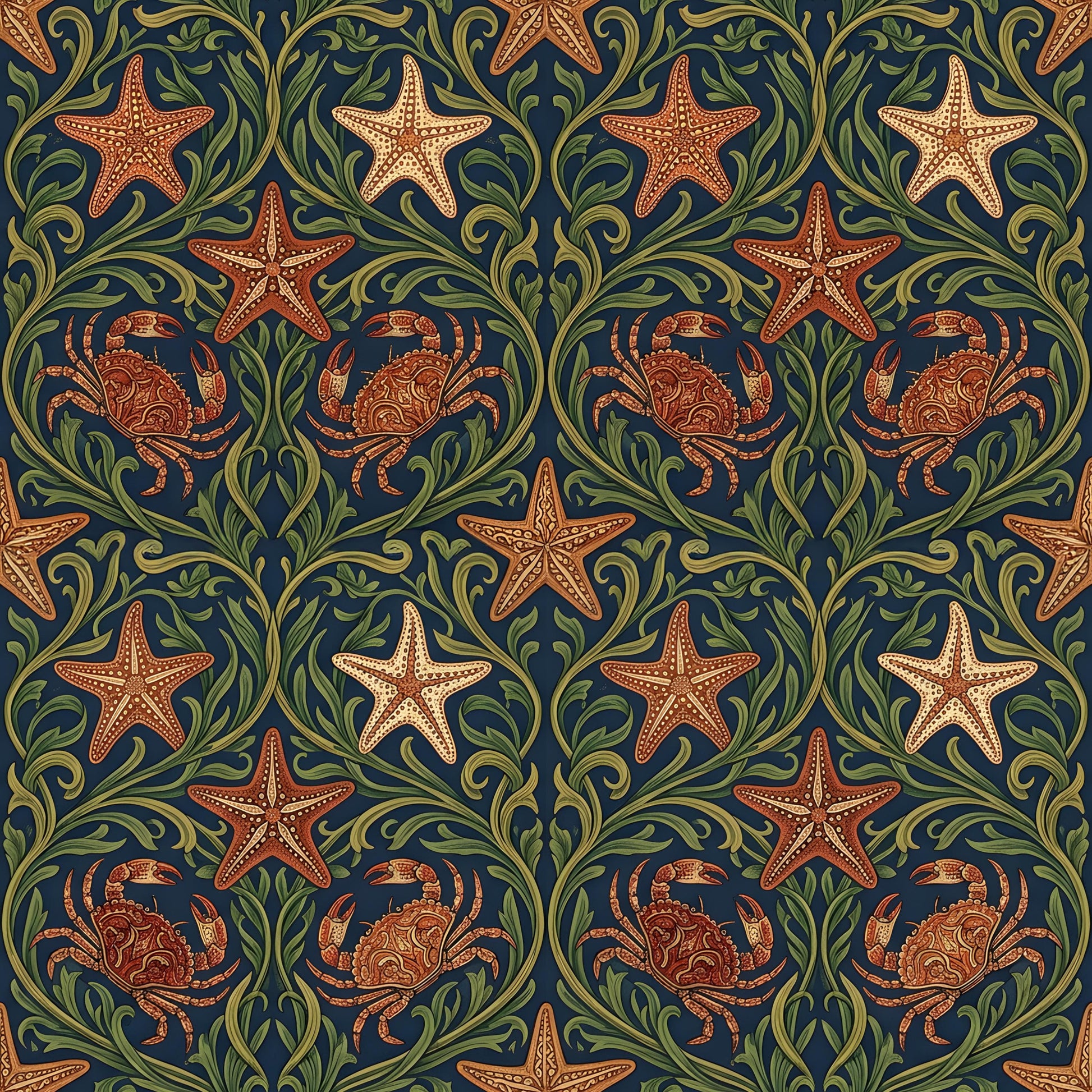 Crabs and Starfish Fabric - Shop now at American Fabric Prints