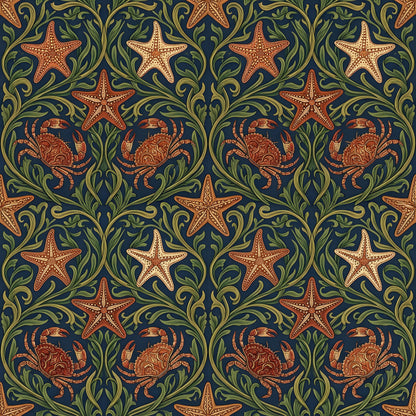Crabs and Starfish Fabric - Shop now at American Fabric Prints