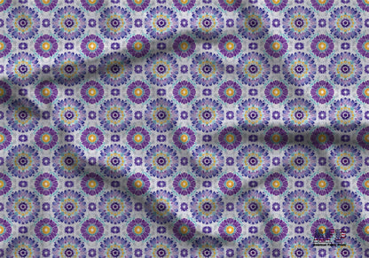 Purple Floral Tiles Fabric - Shop now at American Fabric Prints