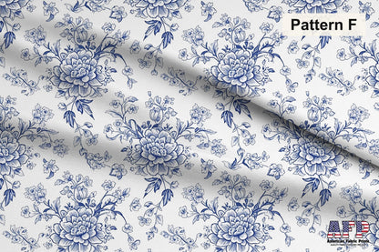 Blue Chinoiserie Toile De Jouy 2 Fabric Bundle Set - Shop now at American Fabric Prints