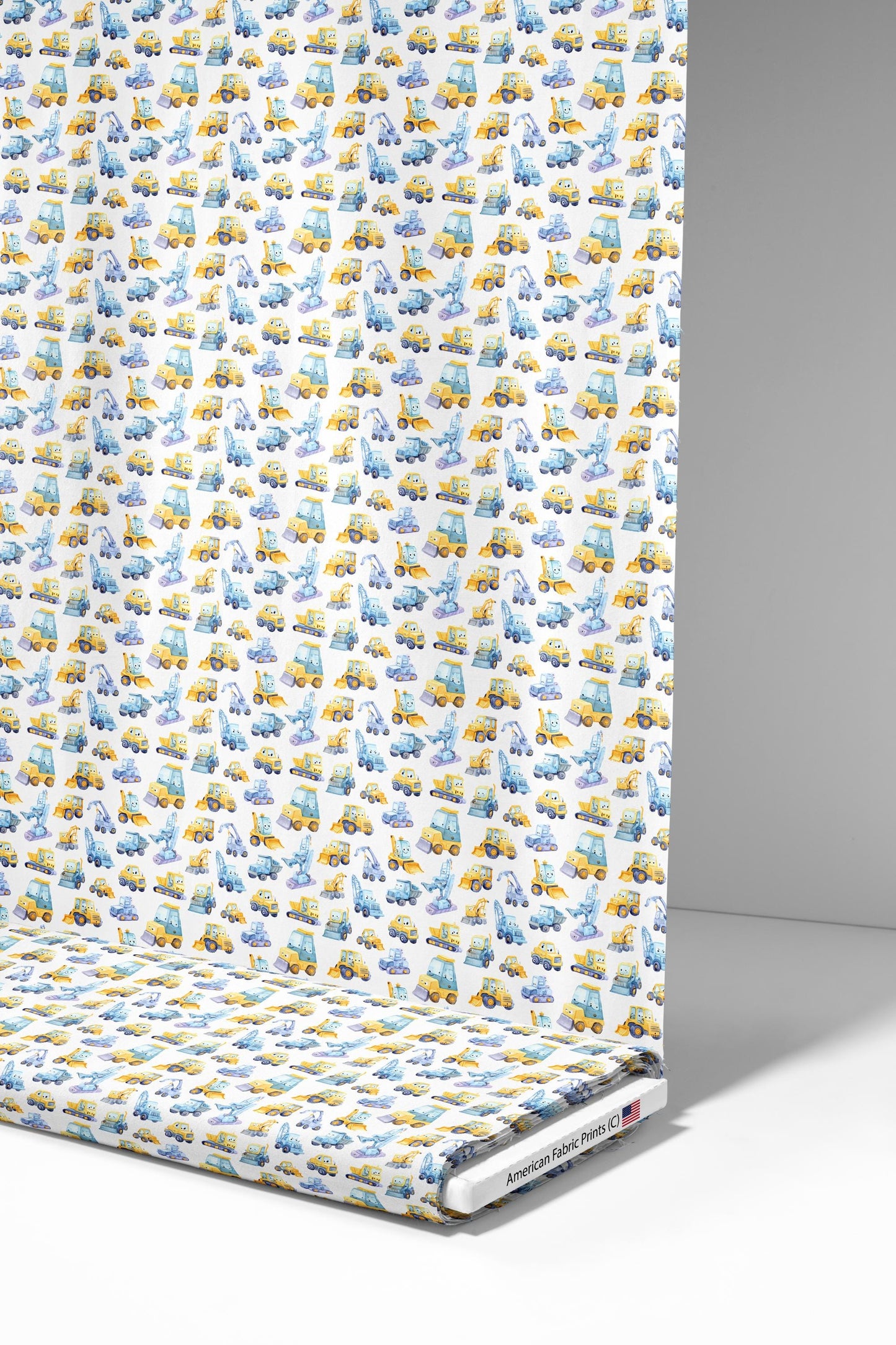 Playful Construction Machines Fabric - Shop now at American Fabric Prints
