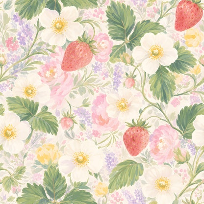 Strawberries and Floral Fabric - Shop now at American Fabric Prints