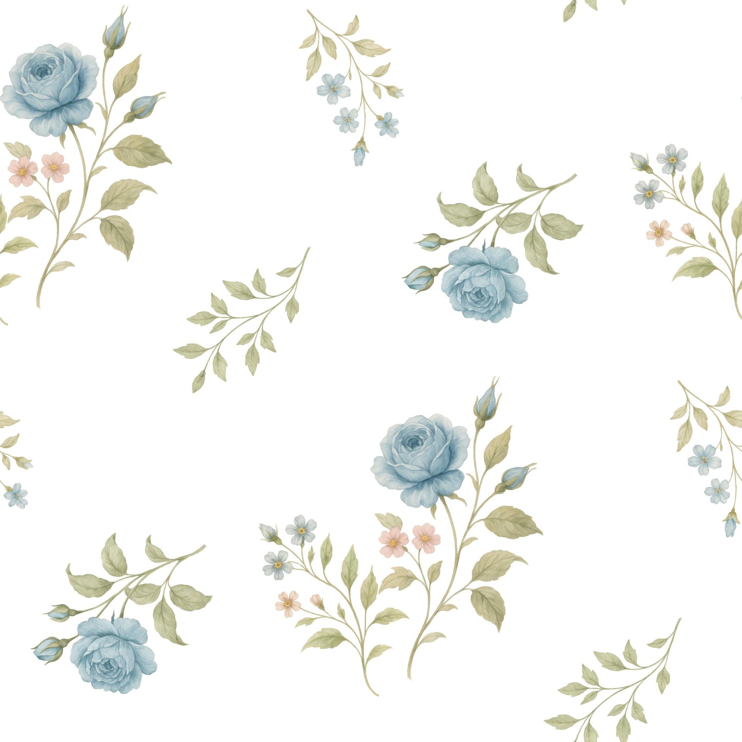 Petite Blue Rose Fabric - Shop now at American Fabric Prints