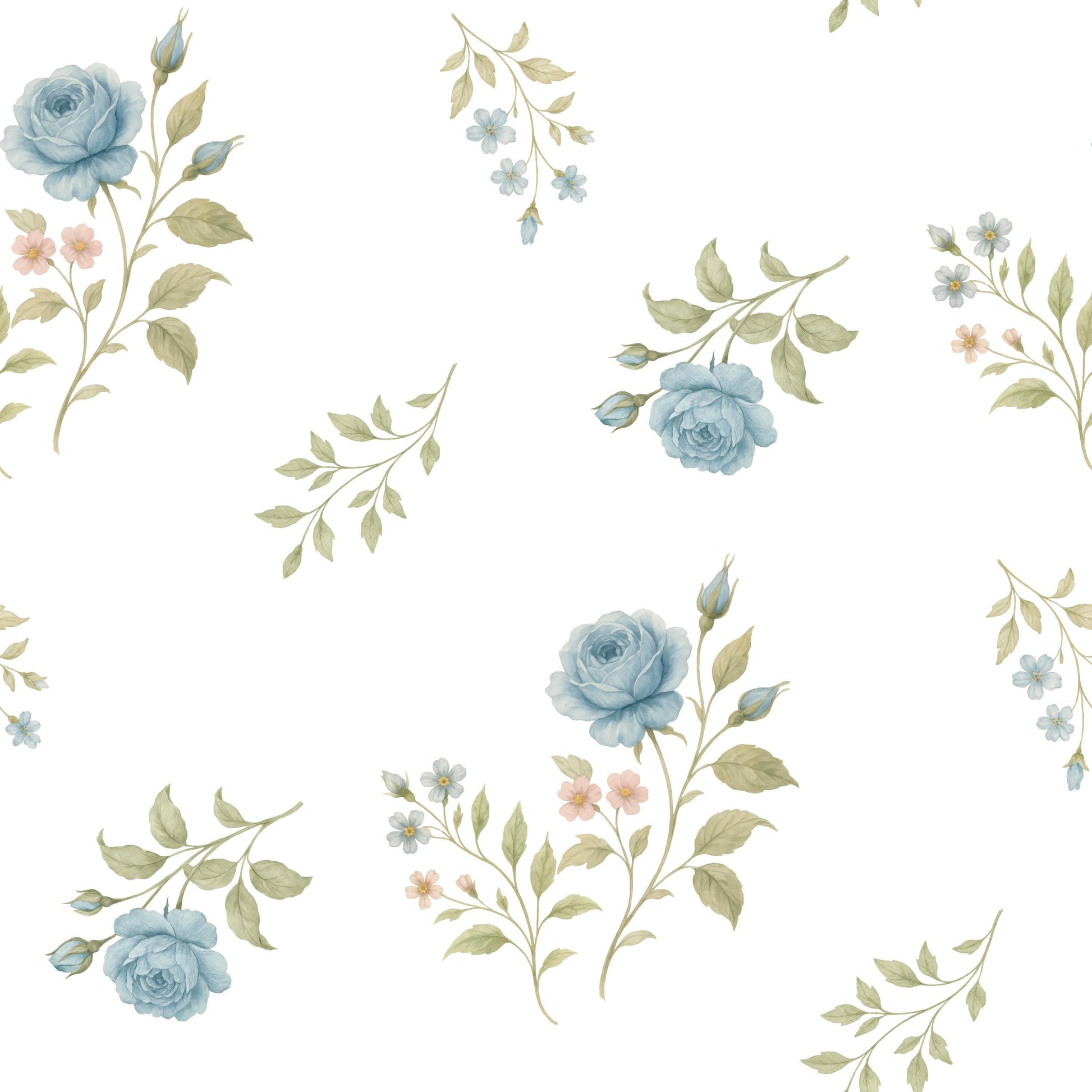 Petite Blue Rose Fabric - Shop now at American Fabric Prints