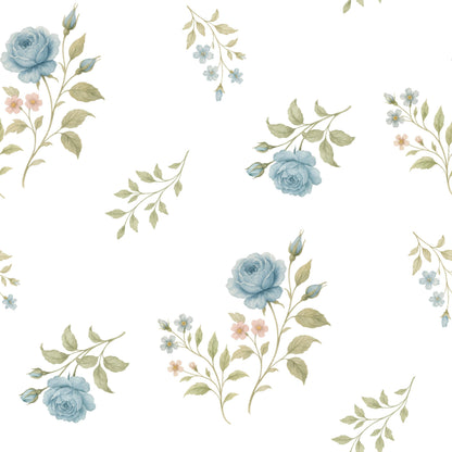 Petite Blue Rose Fabric - Shop now at American Fabric Prints