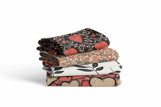 Black + Red Hearts Fabric Bundle Set - Shop now at American Fabric Prints