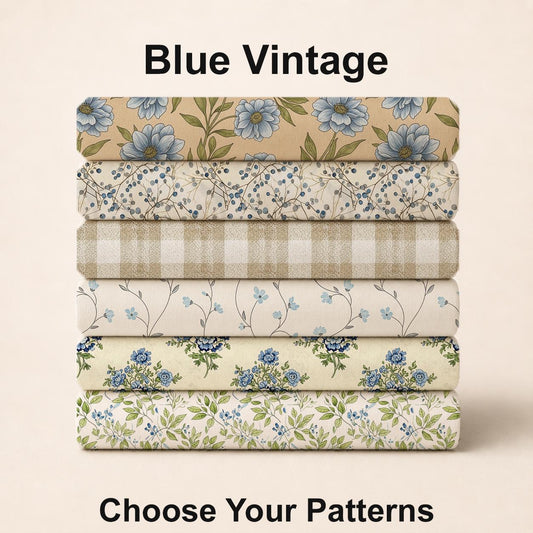 Blue Vintage Fabric Bundle Set - Shop now at American Fabric Prints
