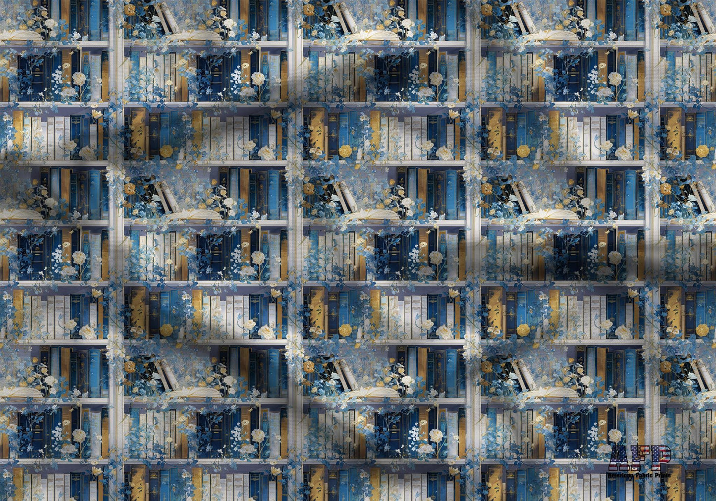 Elegant Bookshelf Fabric - Shop now at American Fabric Prints