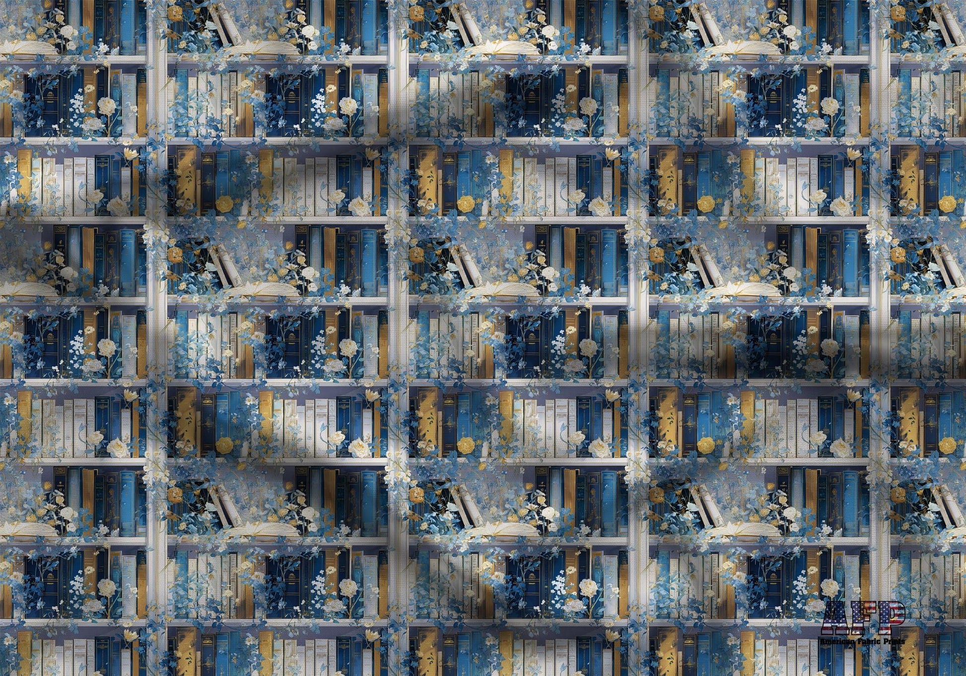 Elegant Bookshelf Fabric - Shop now at American Fabric Prints