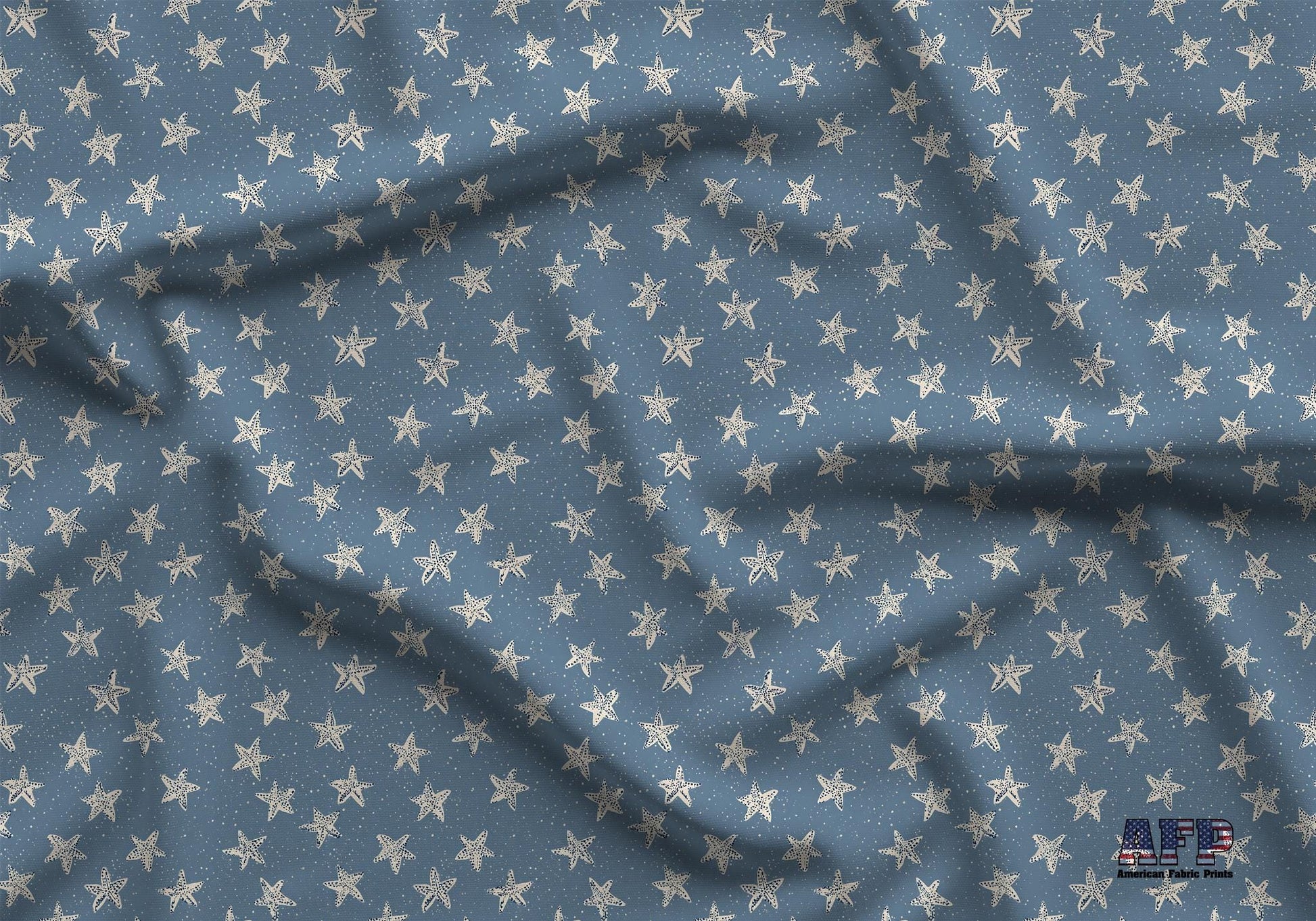 Blue Coastal Cowgirl Starfish Fabric - Shop now at American Fabric Prints