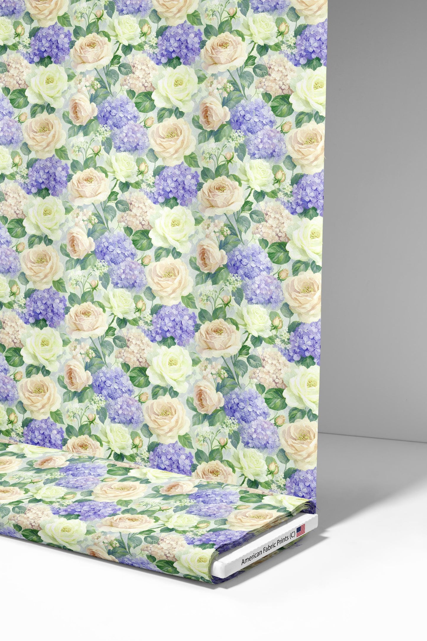 Cream Rose Hydrangea Fabric - Shop now at American Fabric Prints