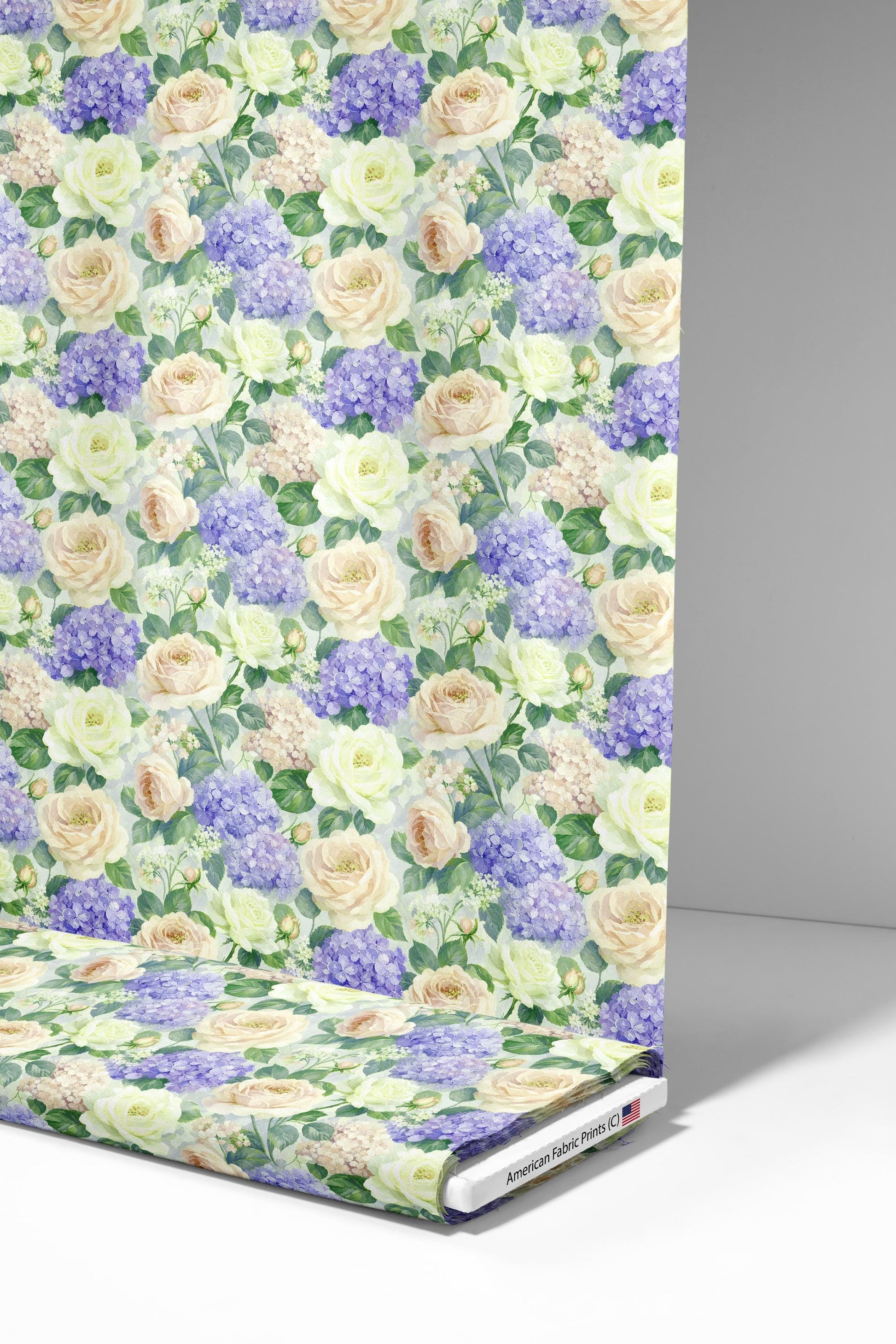 Cream Rose Hydrangea Fabric - Shop now at American Fabric Prints