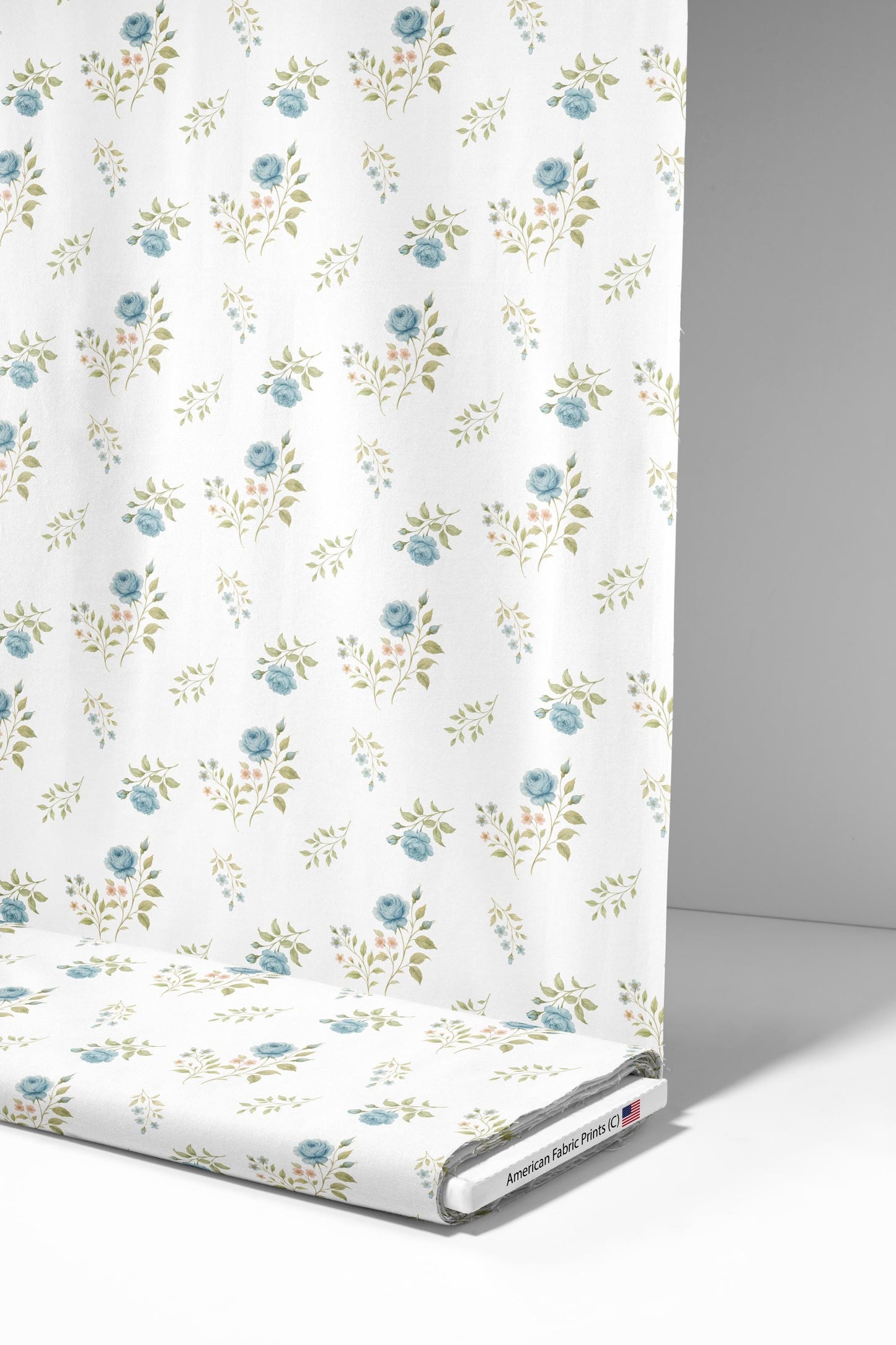 Petite Blue Rose Fabric - Shop now at American Fabric Prints