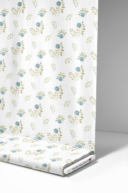 Petite Blue Rose Fabric - Shop now at American Fabric Prints