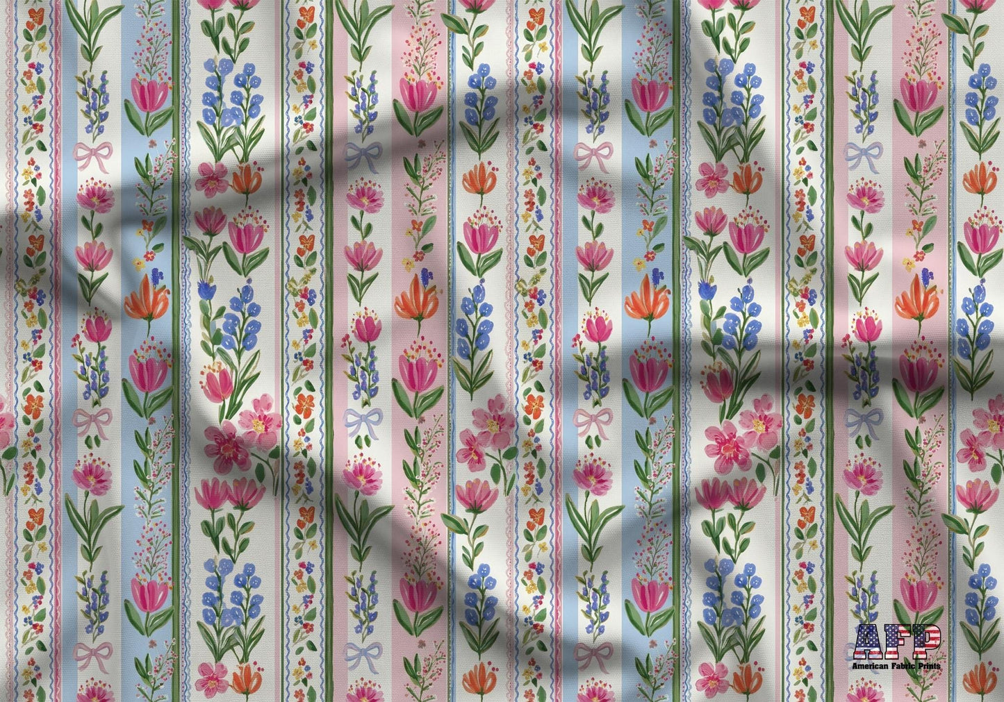 Floral Stripes Fabric - Shop now at American Fabric Prints