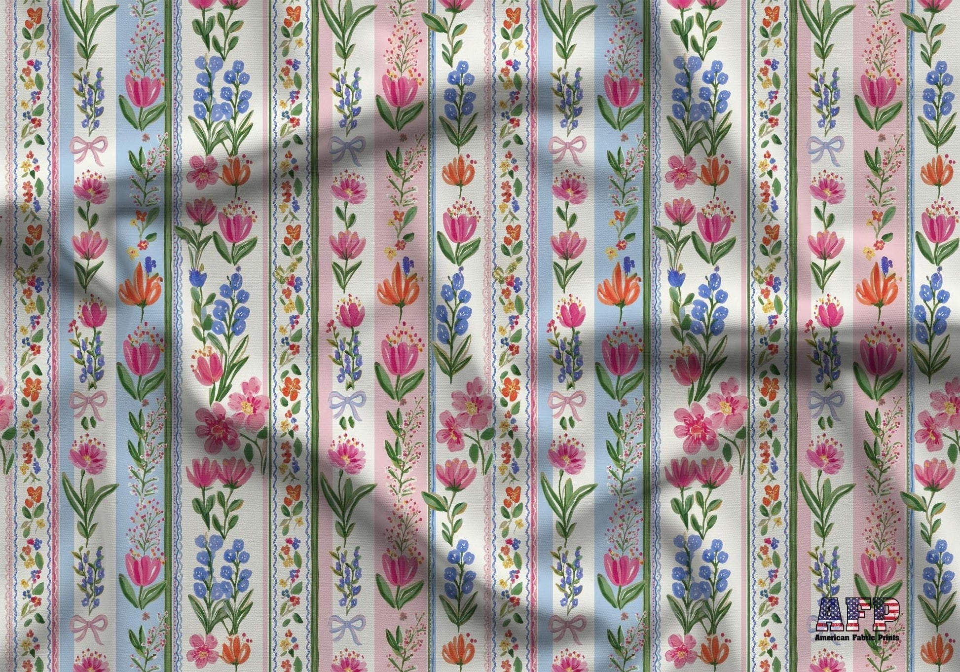 Floral Stripes Fabric - Shop now at American Fabric Prints
