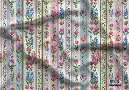 Floral Stripes Fabric - Shop now at American Fabric Prints
