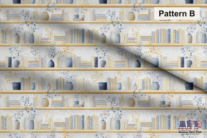 Blue+Cream Book Shelves Fabric Bundle Set - Shop now at American Fabric Prints