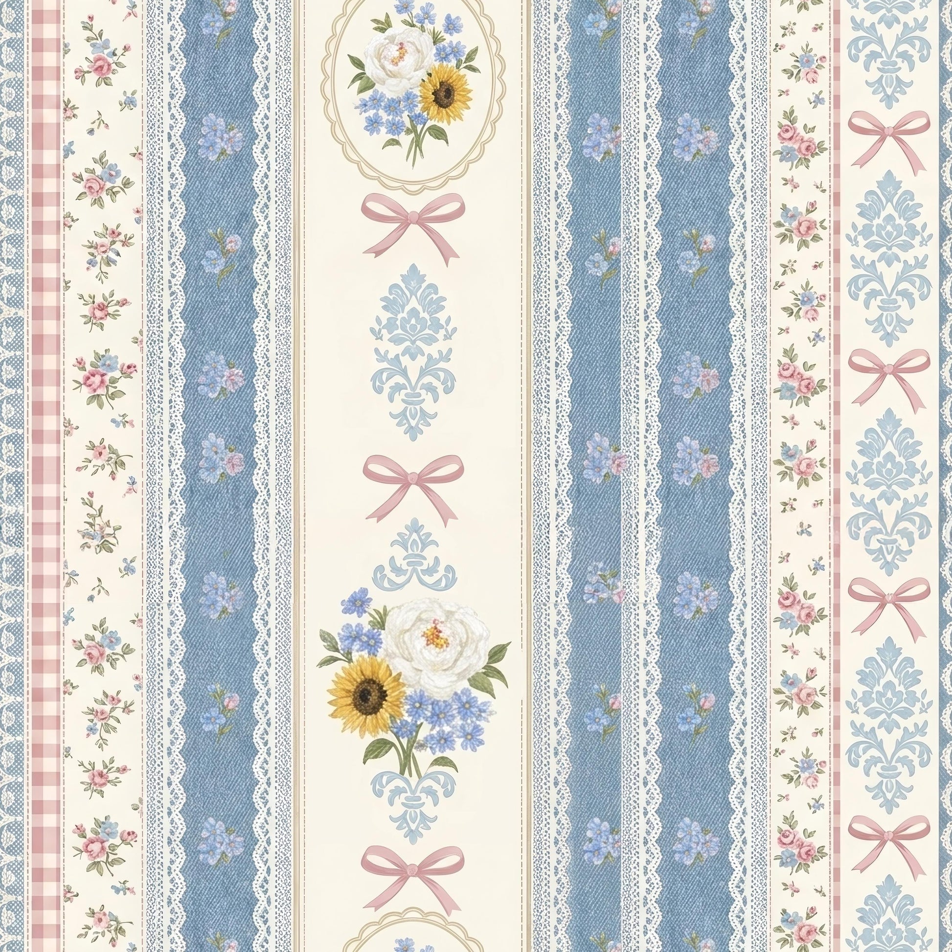 Denim Lace Floral Fabric - Shop now at American Fabric Prints