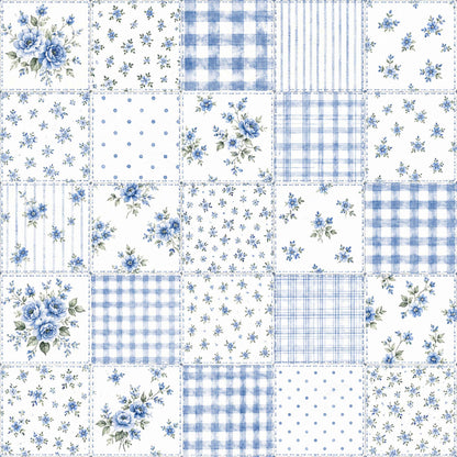Blue Patchwork Fabric - Shop now at American Fabric Prints