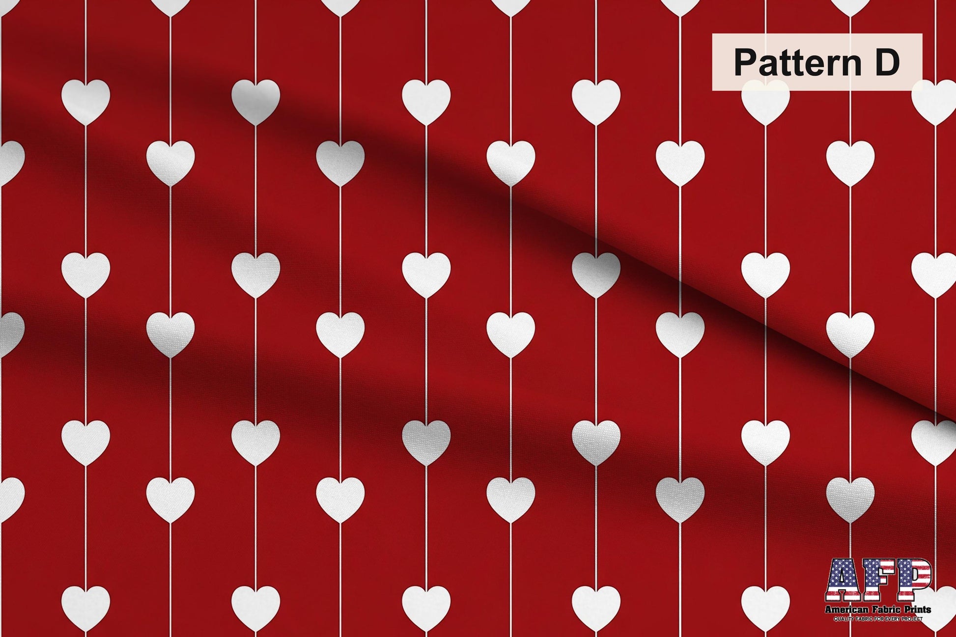 Valentine Hearts Fabric Collection. Pattern D Shown. Shop now at American Fabric Prints.