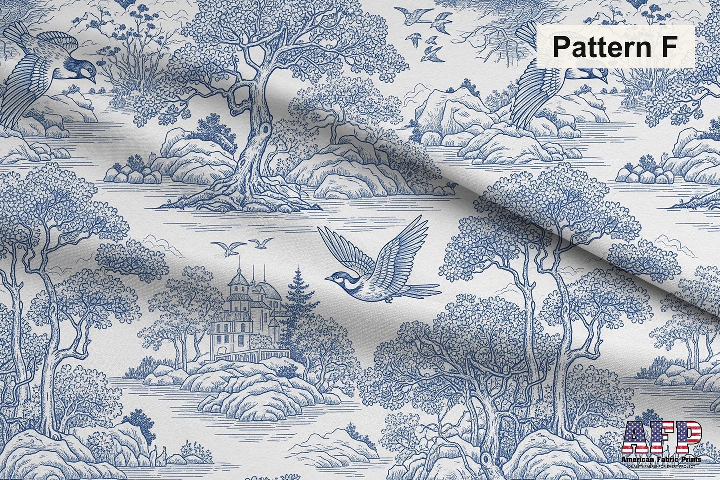 Blue French Toile 2 Fabric Bundle Set - Shop now at American Fabric Prints