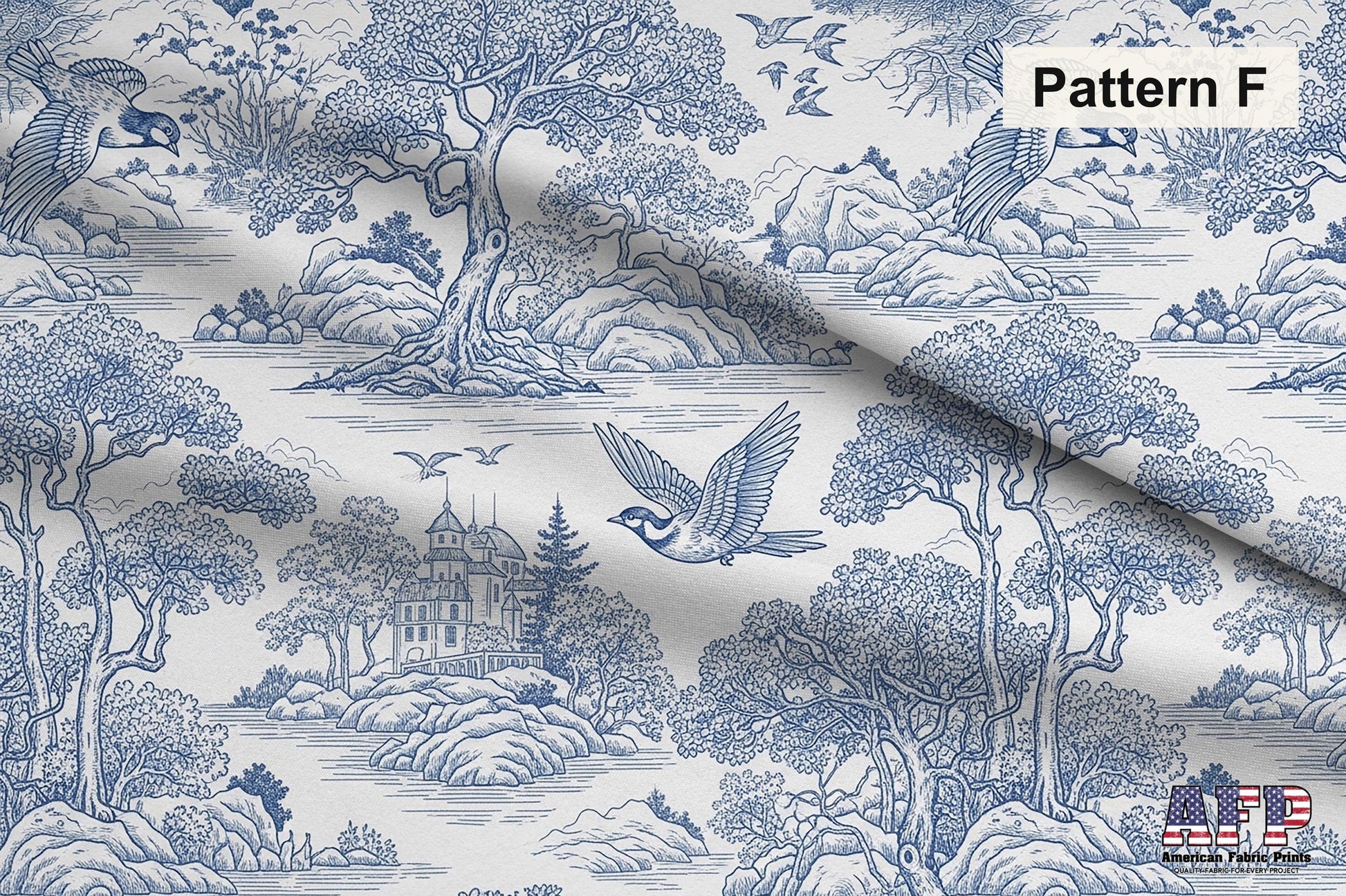 Blue French Toile 2 Fabric Bundle Set - Shop now at American Fabric Prints