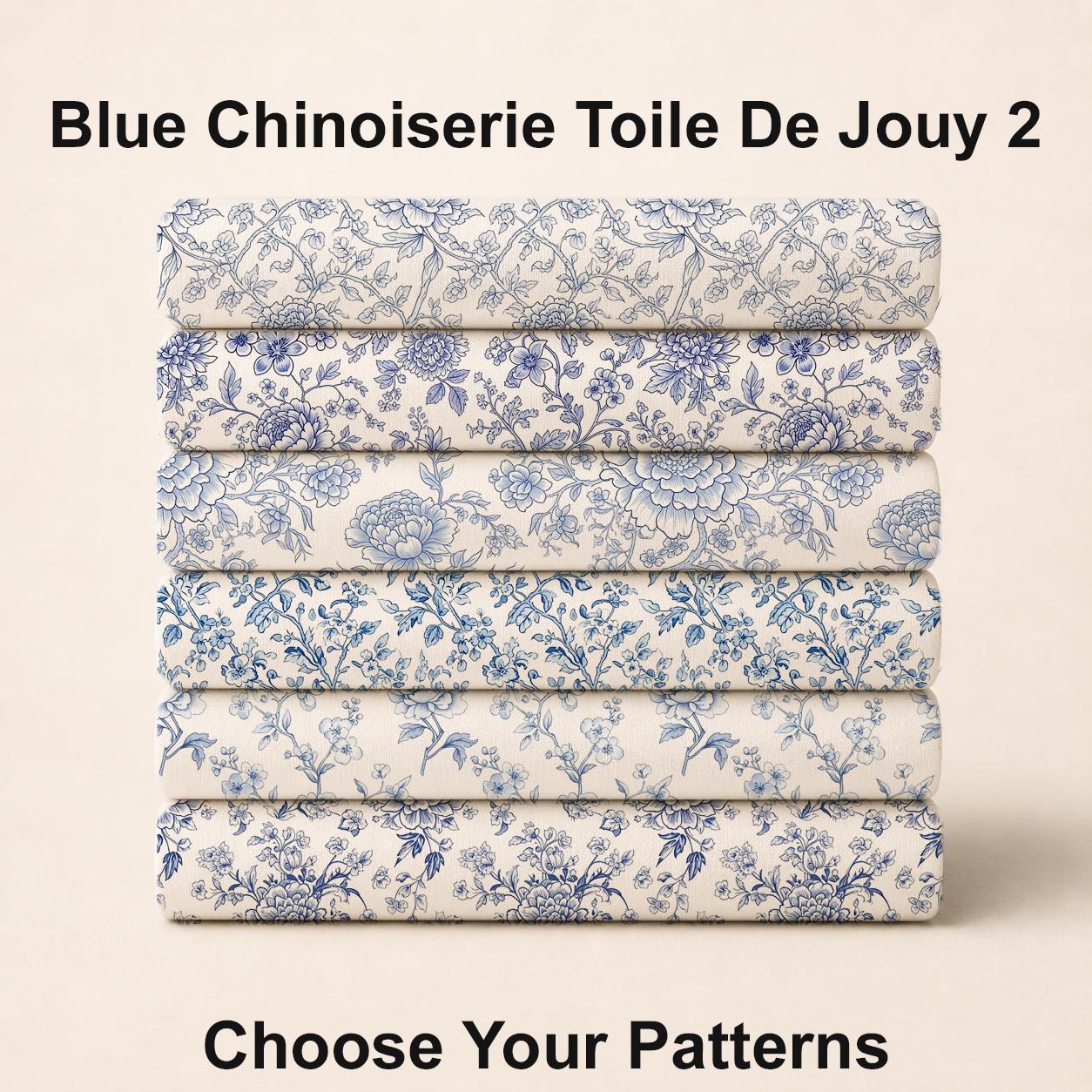 Blue Chinoiserie Toile De Jouy 2 Fabric Bundle Set - Shop now at American Fabric Prints