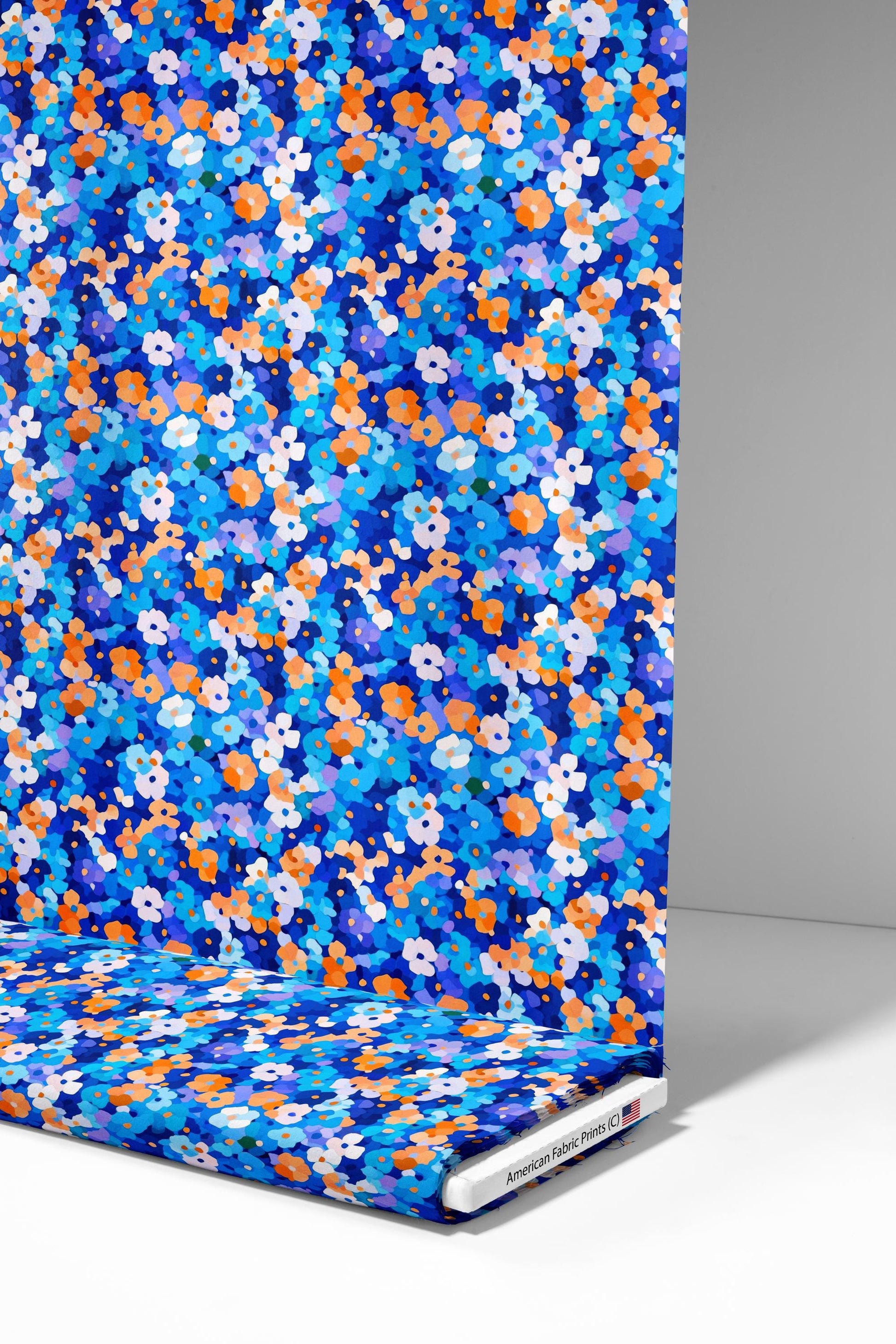 Blue Abstract Florals Fabric - Shop now at American Fabric Prints