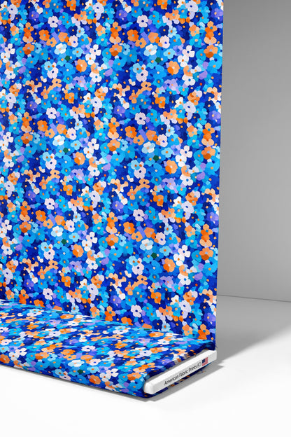 Blue Abstract Florals Fabric - Shop now at American Fabric Prints