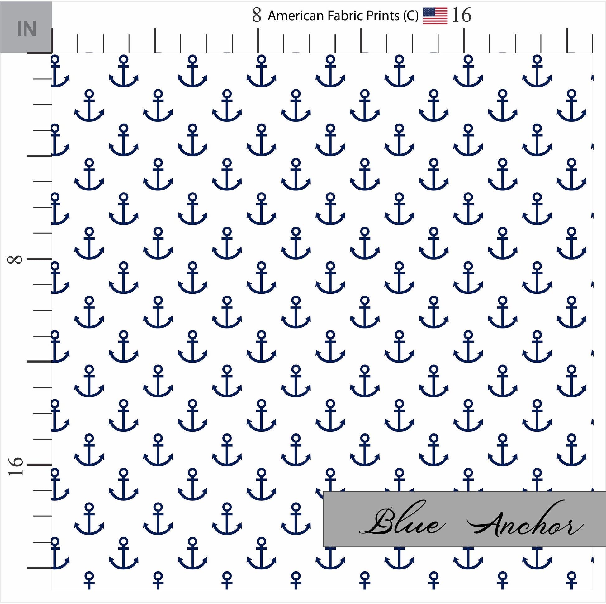 Nautical Anchor Quilt Pattern Fabric. Made in the USA by American Fabric Prints.