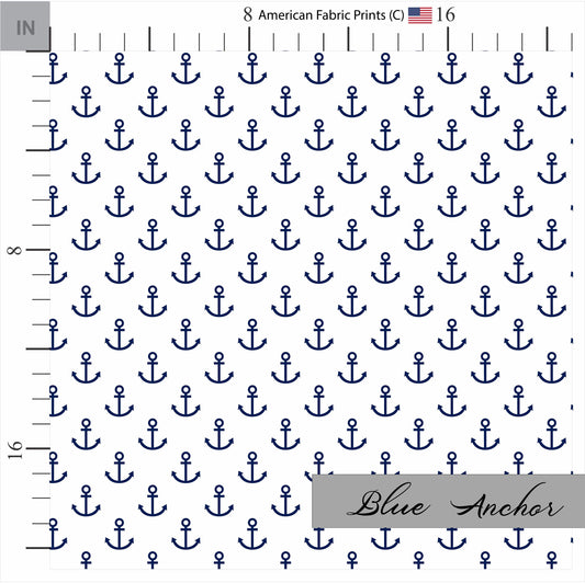 Nautical Anchor Quilt Pattern Fabric. Made in the USA by American Fabric Prints.