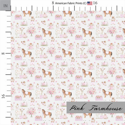 Pink Farmhouse Fabric | Premium Cotton Quilt Fabric | Pink Rustic Cowgirl | Made in the USA | American Fabric Prints | Pink Nursery Fabric