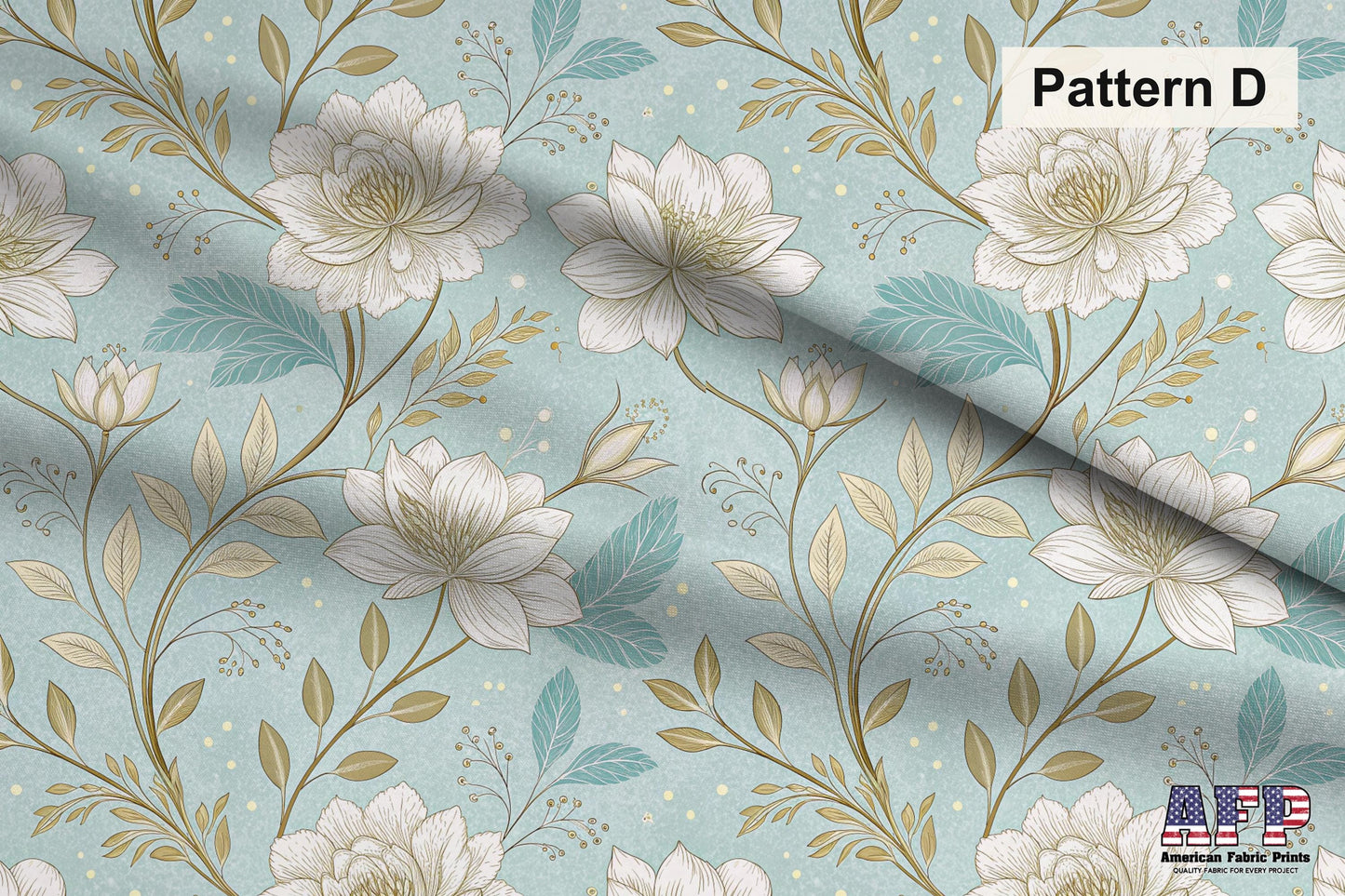 Blue and Gold Floral Fabric Bundle Set - Shop now at American Fabric Prints